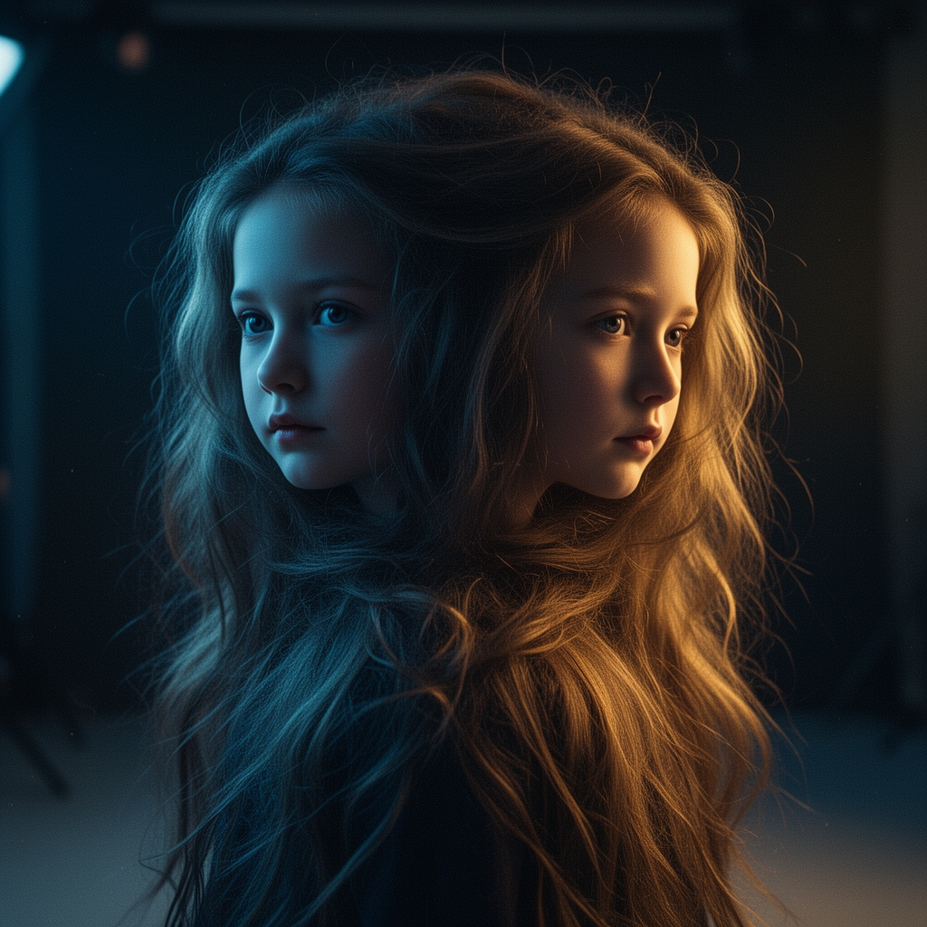 دختر دو سر که مو های آنها به هم چسبیدن 
2