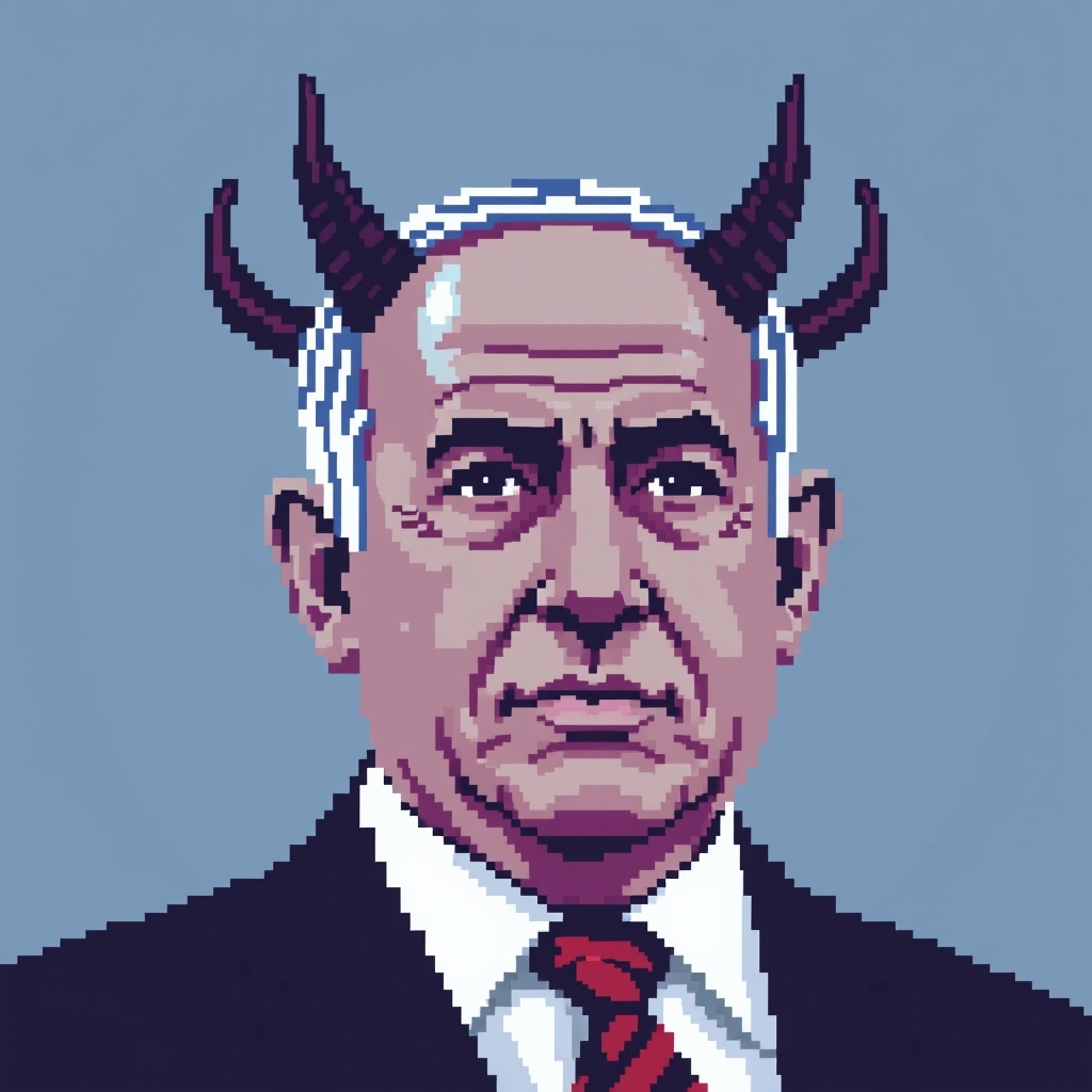 نتانياهو با شاخ شیطانی پیکسل آرت20