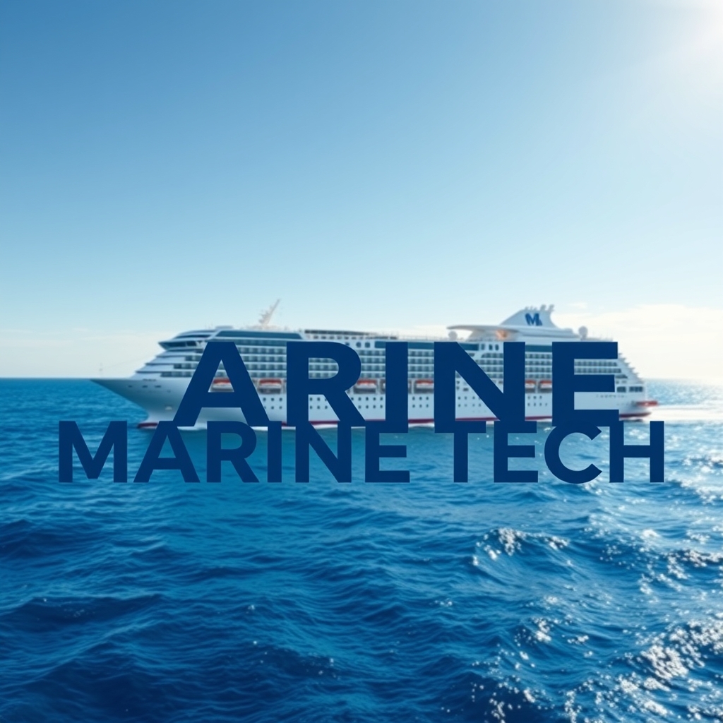 یه لوگو با اسم marine tech که یه کشتی مسافرتی زیبا روی آب پس زمینه اش باشه5