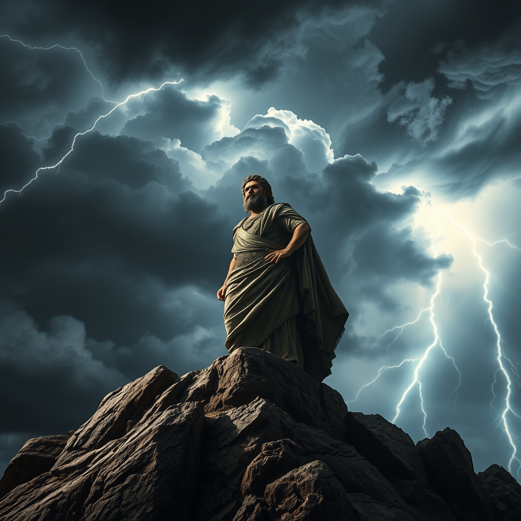 عکس از کوروش بزرگ بر روی کوه در یک هوای رعد و برق و طوفانی15