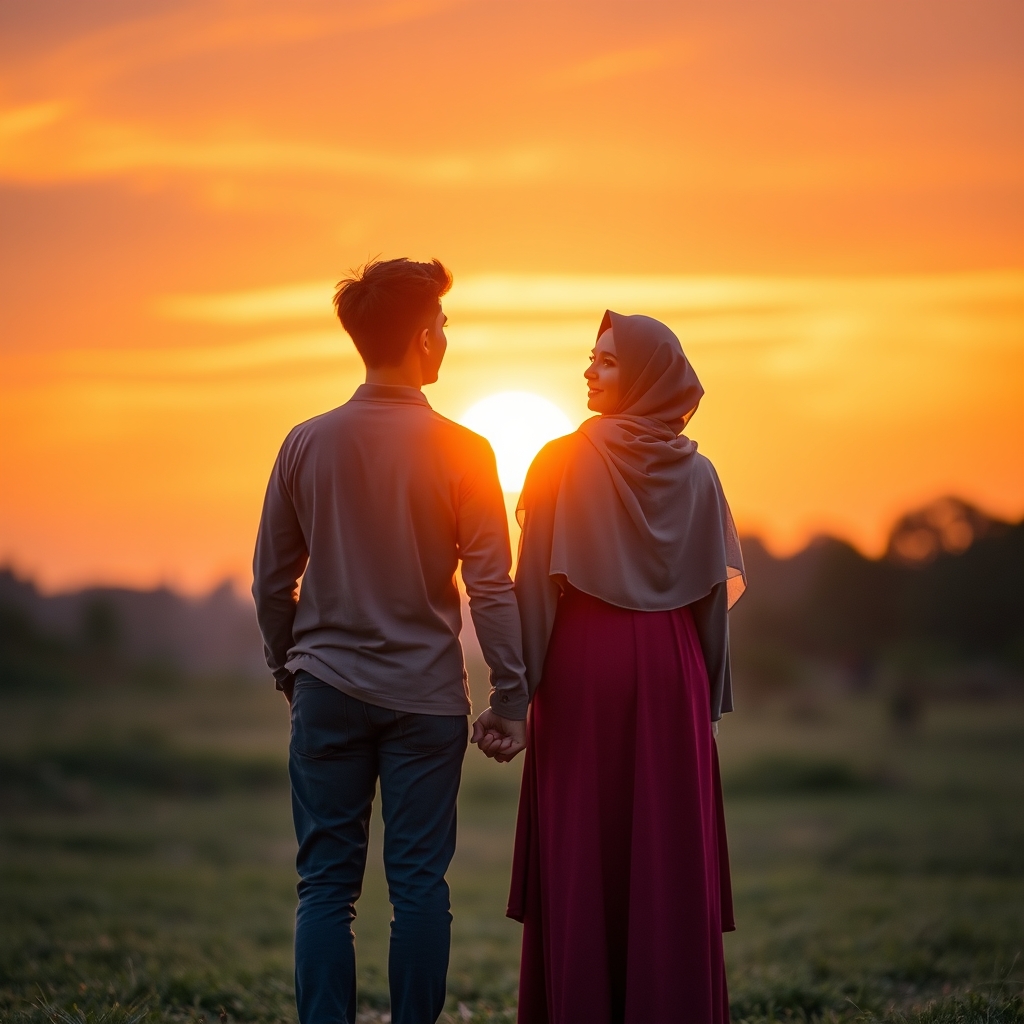 یک دختر و یک پسر که عاشق همن و به  غروب خورشید زل زده اندو برگ هم هستند خوشگل آن ها سن ۱۹ را دارن🥹🫂❤️🫶🏻2