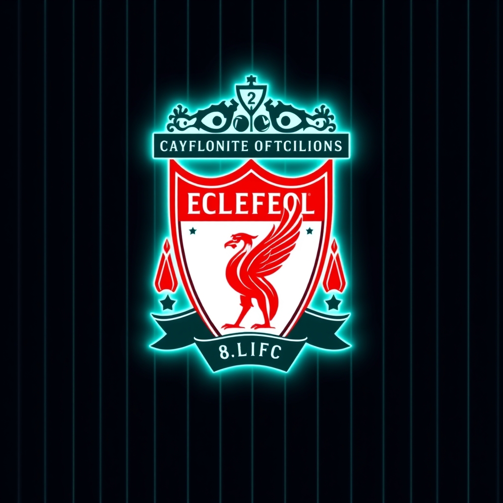 نوشته 28LFC ترکیب قرمز و سیاه با پس زمینه ی خط های عمودی ساده نئونی فیروزه ای پر رنگ20