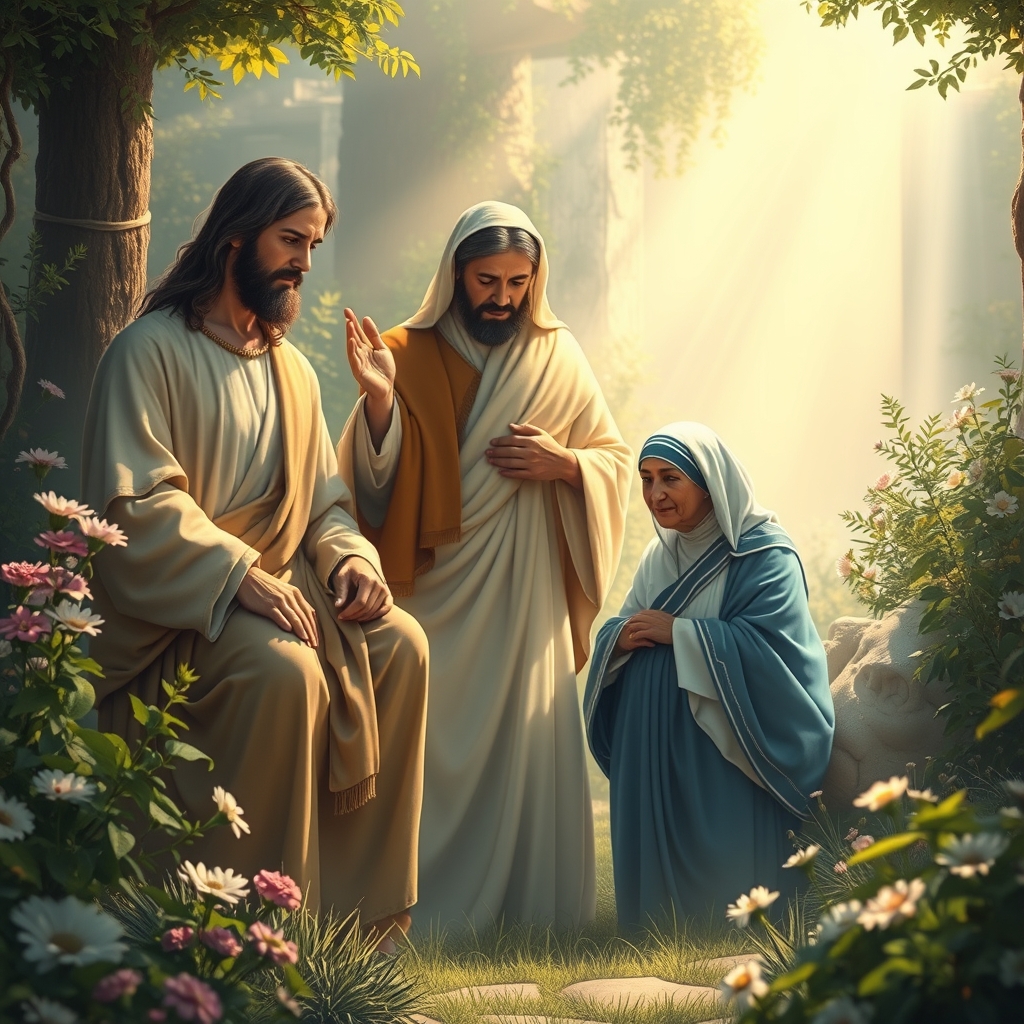 تصویری از عیسی مسیح و مادرترزا و کوروش کبیر در بهشت3