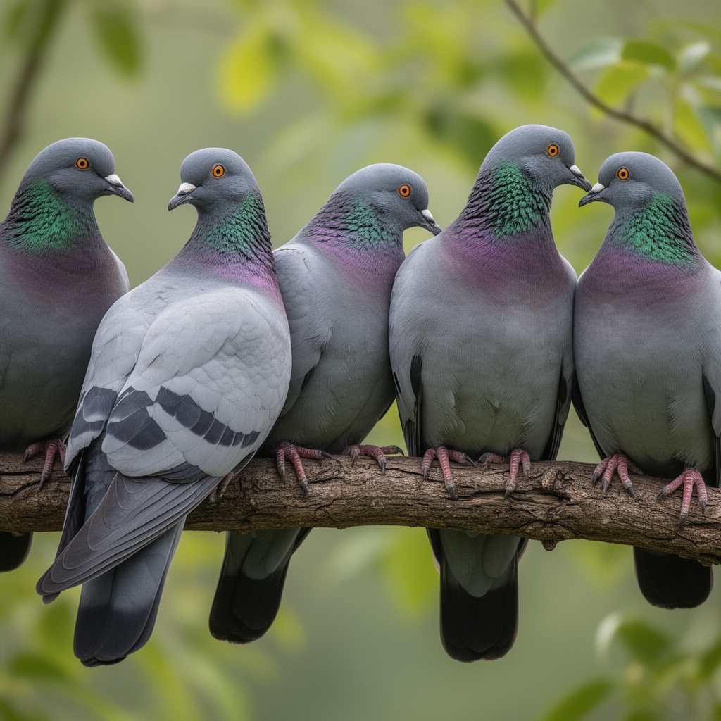 عکس یک دسته کبوتر طوقی در حال نشستن 0