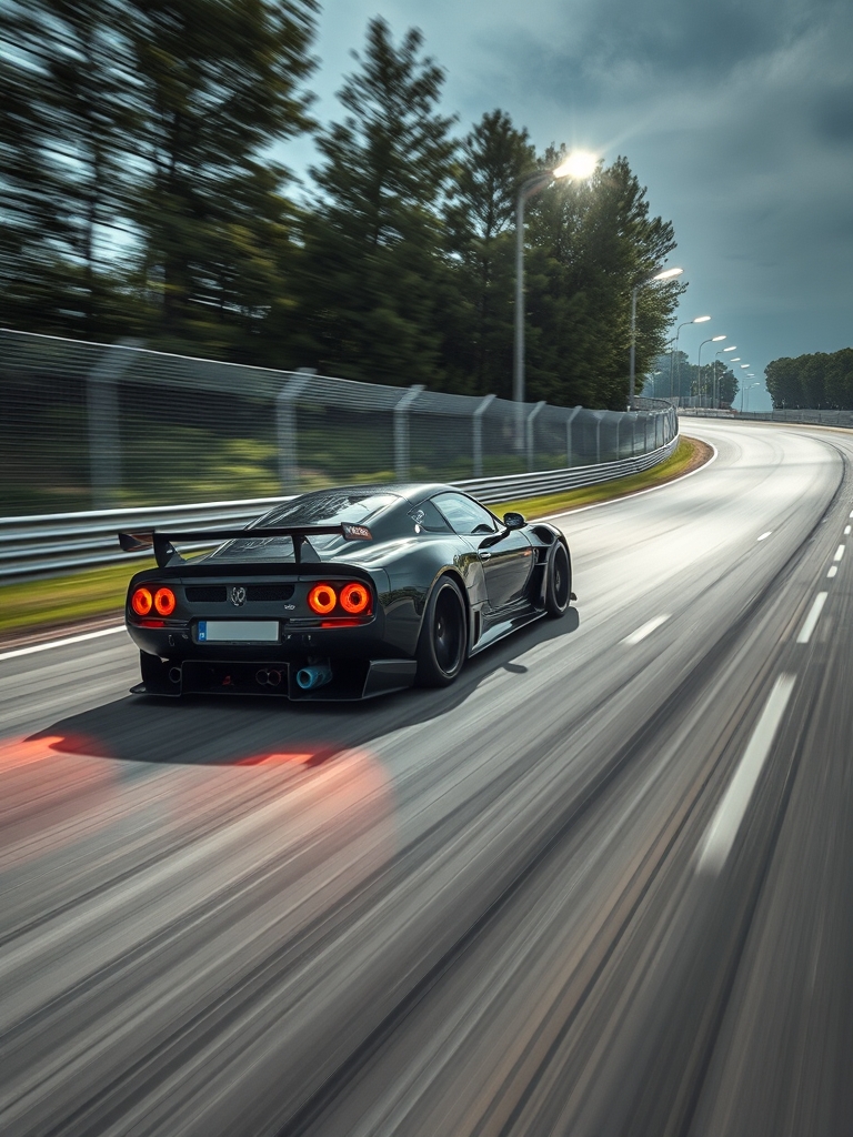 ماشینی فول اسپرت در پیست غیر قانونی در حال در حال حرکت با سرعت بسیار بالا 1