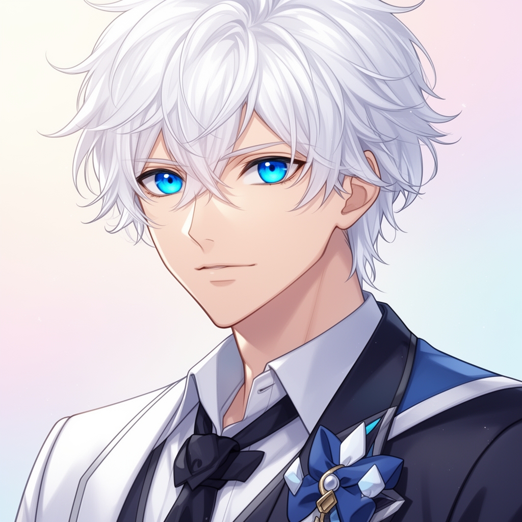 یک پسر زیبا با چشمان آبی و موهای سفید رنگ با لباس های زیبا0