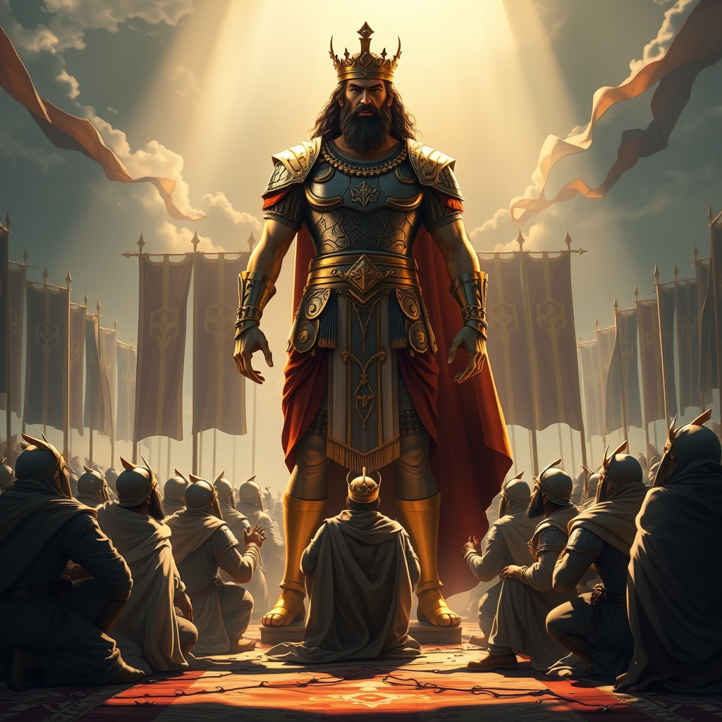 کوروش بزرگ درمفابل تمام شاهان جهان یا قدرت ایستاده و با قدرت تمام آنها پیروز میشود
وتمام آن شاه ها درمقابل آن زانو بزنند21