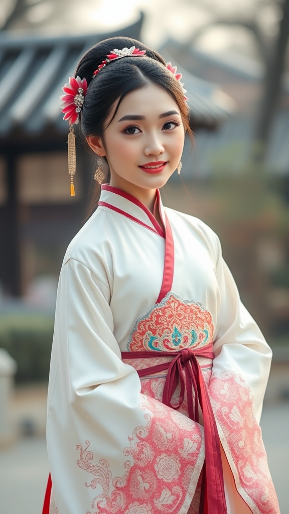 شازاده خانم خوشگل وکیوت چینی که لباس هانفو  پوشیده 22