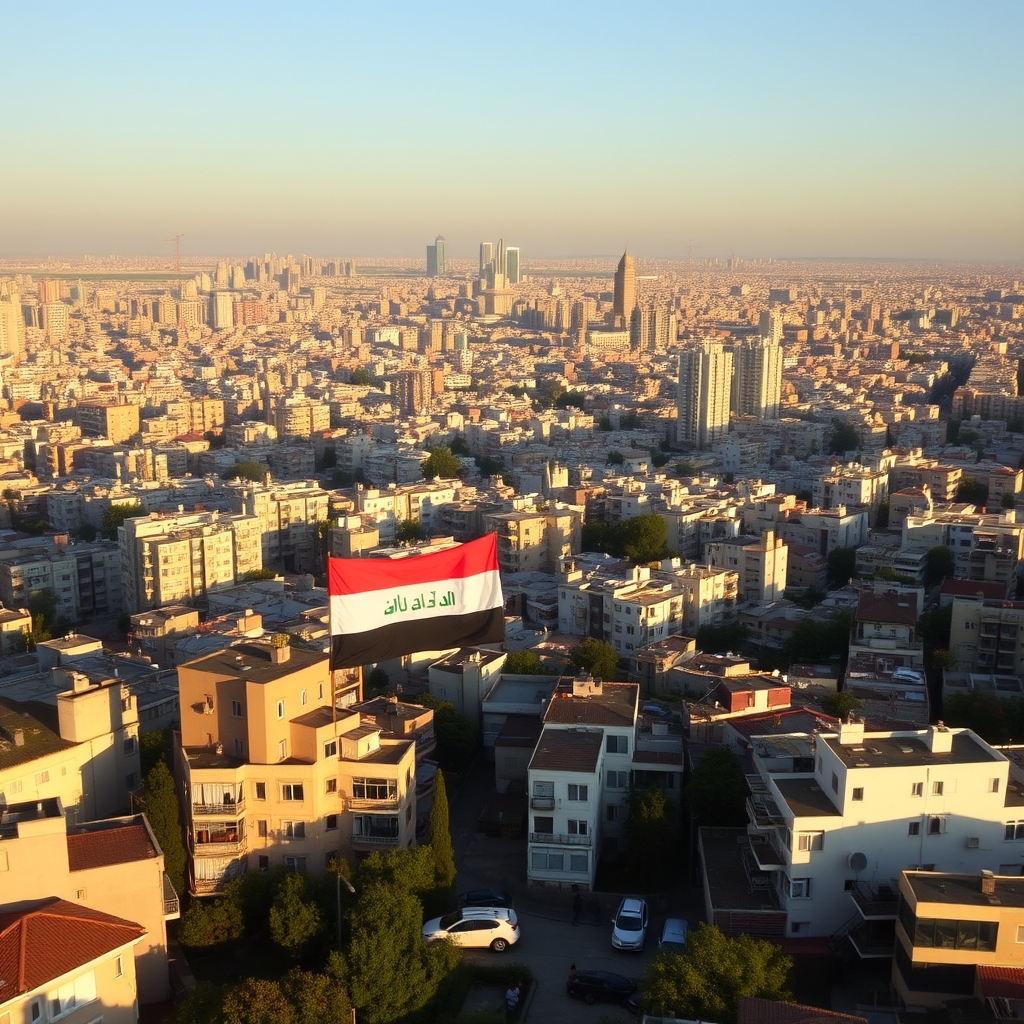 شهر با هزار تا آسمان خراش و خانه با پرچم عراق 
0