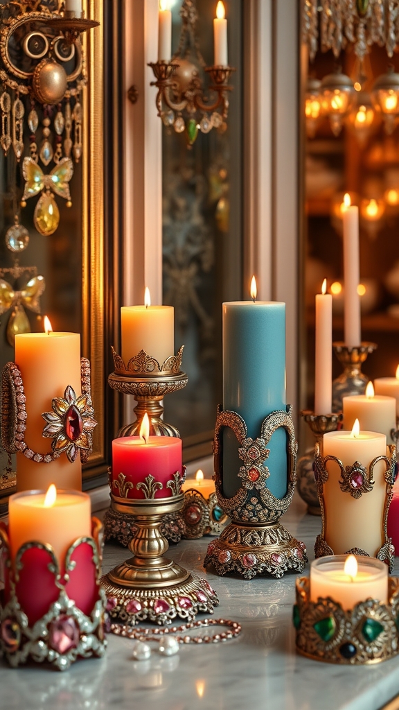 یک گالری زیور الات دست ساز خاص و جواهر نشان شمع دست ساز قدیمی و نوستالژیک
شمع های خاص و لاکچری و گران قیمت و لوکس با رنگ های زیبا و متمایز تمام سنگ ها قاب های جواهر نشان دارند
0