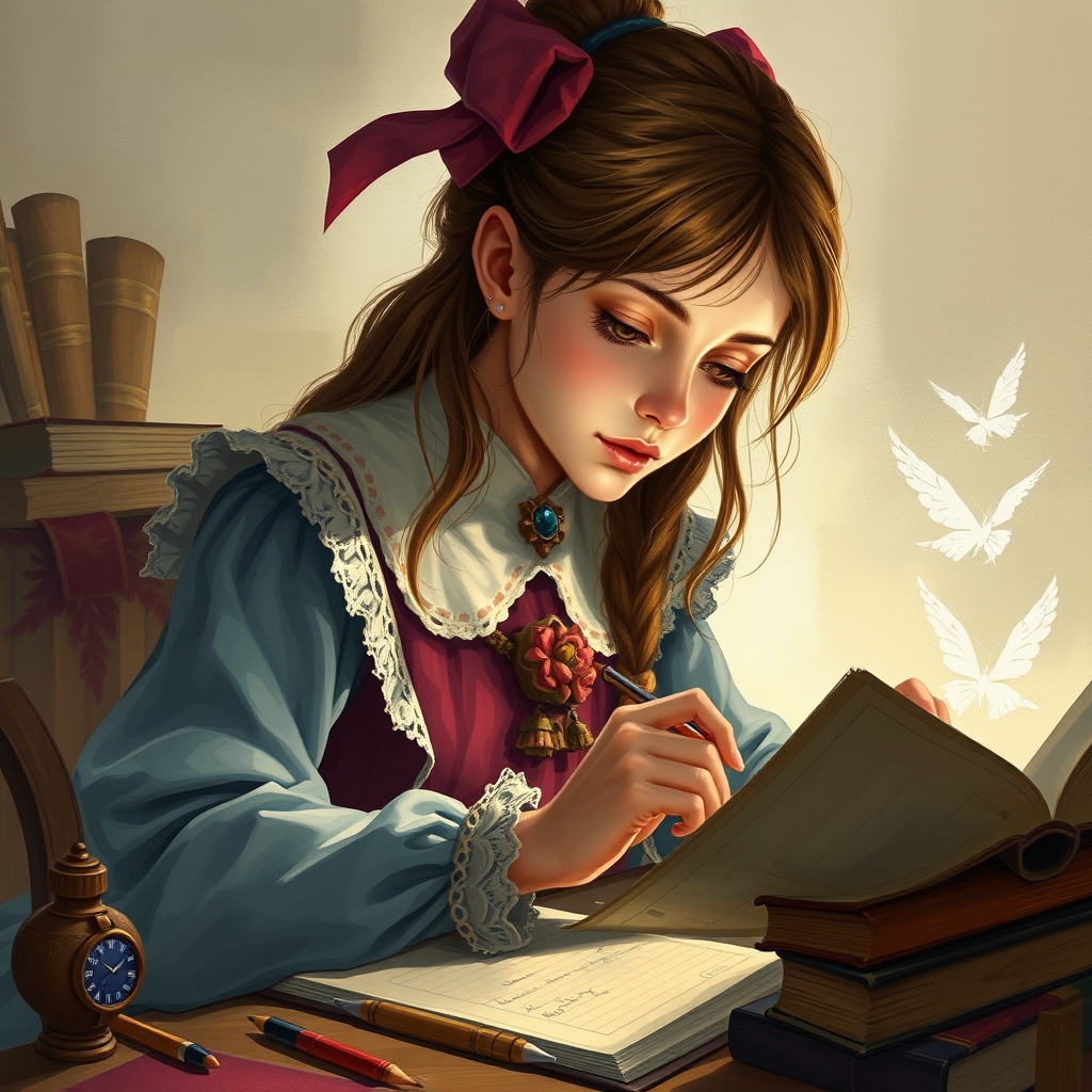 یک دختر که دارد تکالیف اش را حل میکند 14