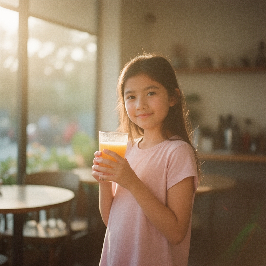 یک دختر که آب میوه در دست داره 3