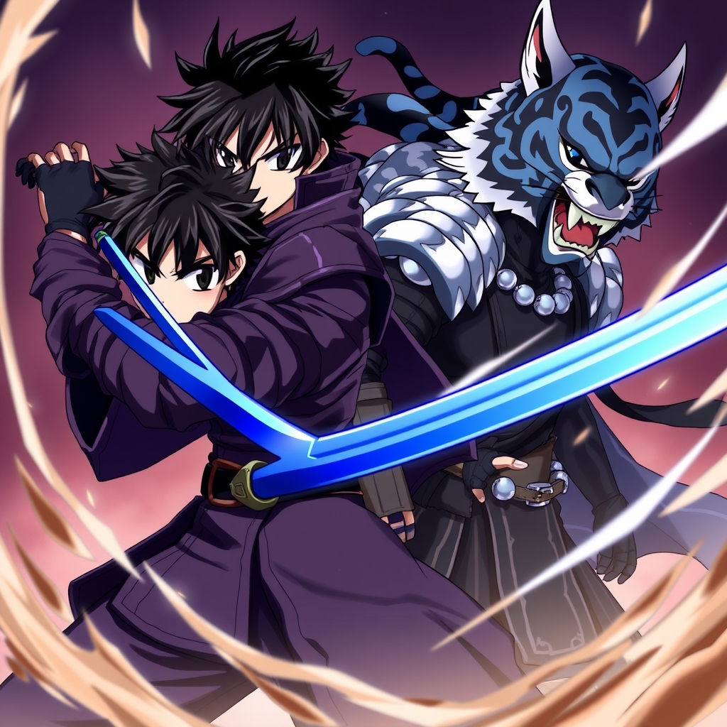 شیطان کش برادر هاشیرای باد
اون یک پسر با چشمای سیاه و موهای سیاه خروسی  و لباس رزم ژاپنی بنفش تیره پوشیده و شمشیر آبی داره و در کنار یک آدم به اسم اینوسکه است اینوسکه لباس رزم ژاپنی سیاه پوشیده و روی سرش ماسک  گراز با چشمانی آبی گذاشته 0