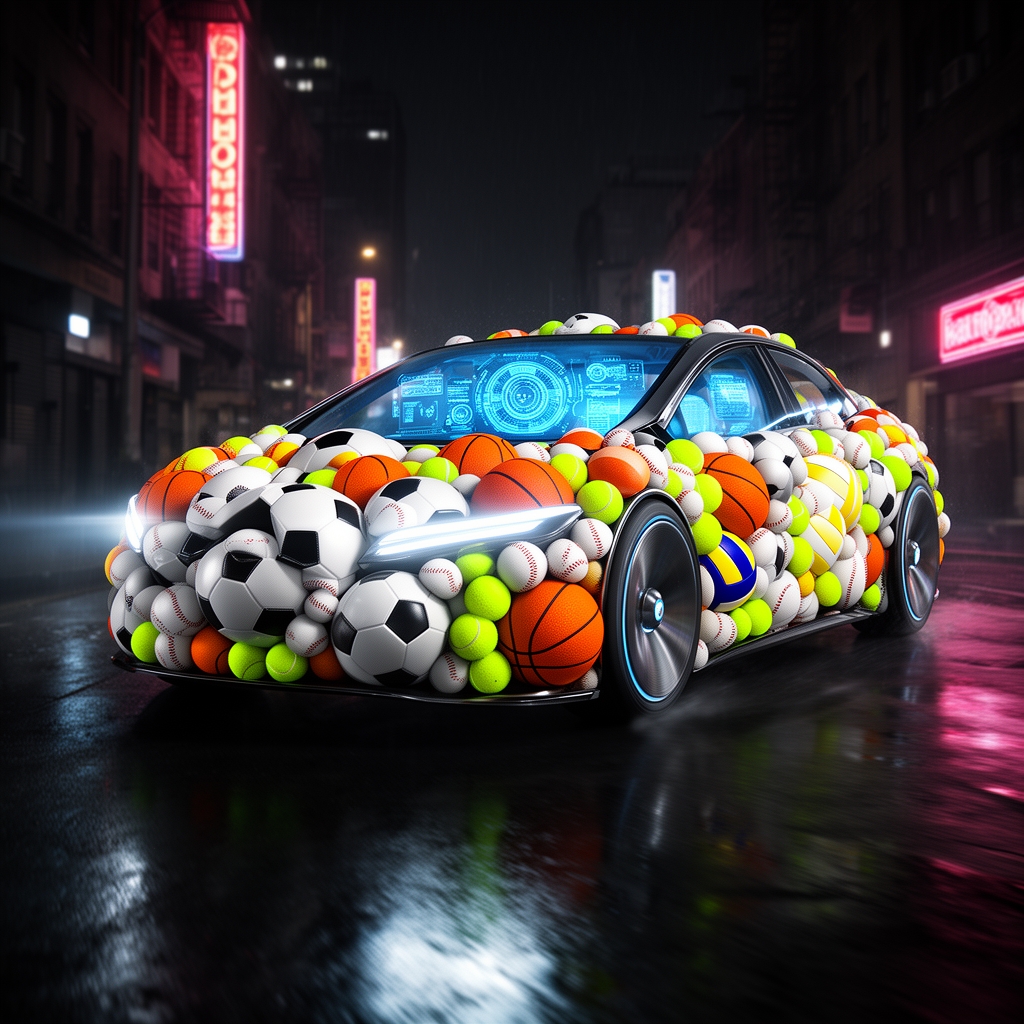 یه خودرو ساخته شده از توپ‌های ورزشی مختلف، پیشرفته اتوماتیک و خوش استایل5