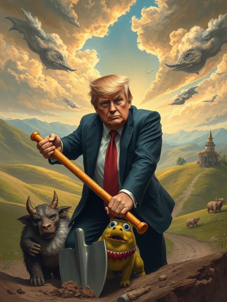 ترامپ در حال بیل زدن 7