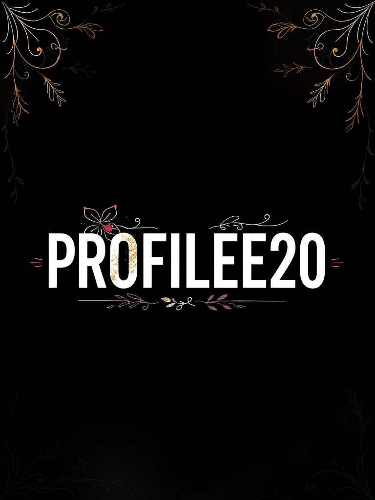 یک پس زمینه مشکی که نوشته ی PROFILEE20 نوشته شده باشد با تزئینات 1