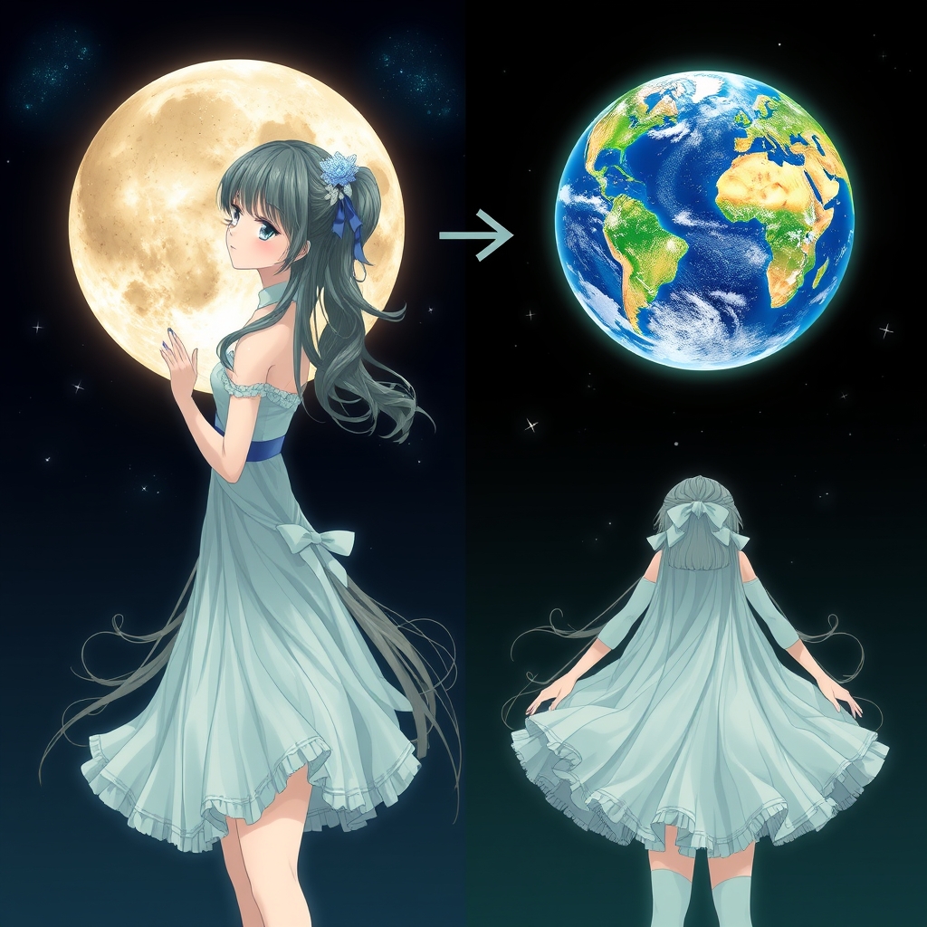 اگر ماه و کره زمین تبدیل میشدن به دختر چه شکلی میشدن0