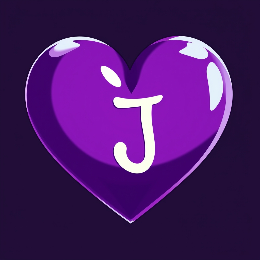 یه قلب بنفش که وسط آن حرف j قرار دارد 2