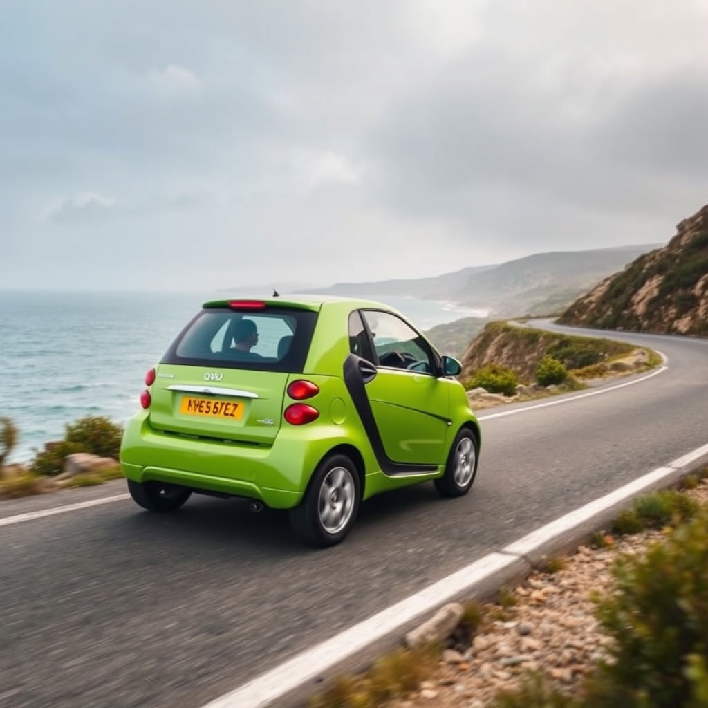 یه ماشین کوچولوی جمع و جور رنگش سبزباشد ودر جاده ای رویایی و ساحلی
حرکت کند5