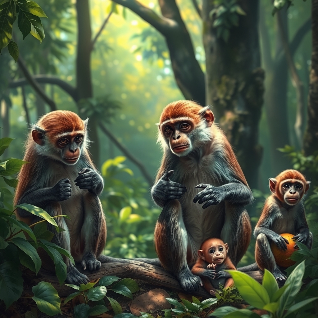 خانواده ی میمون ها معمولی در جنگل2