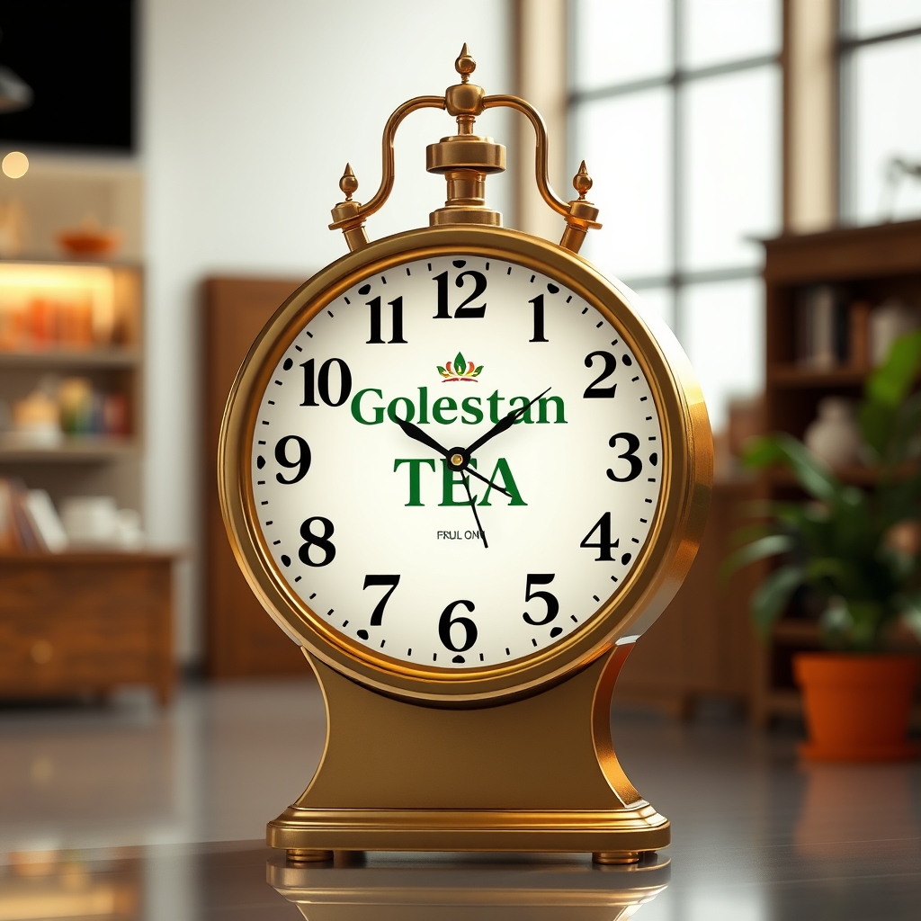 ساعت ایستاده وسطتش ارم ساعت پاک کن یه تبلیغ چای گلستن بزن
4