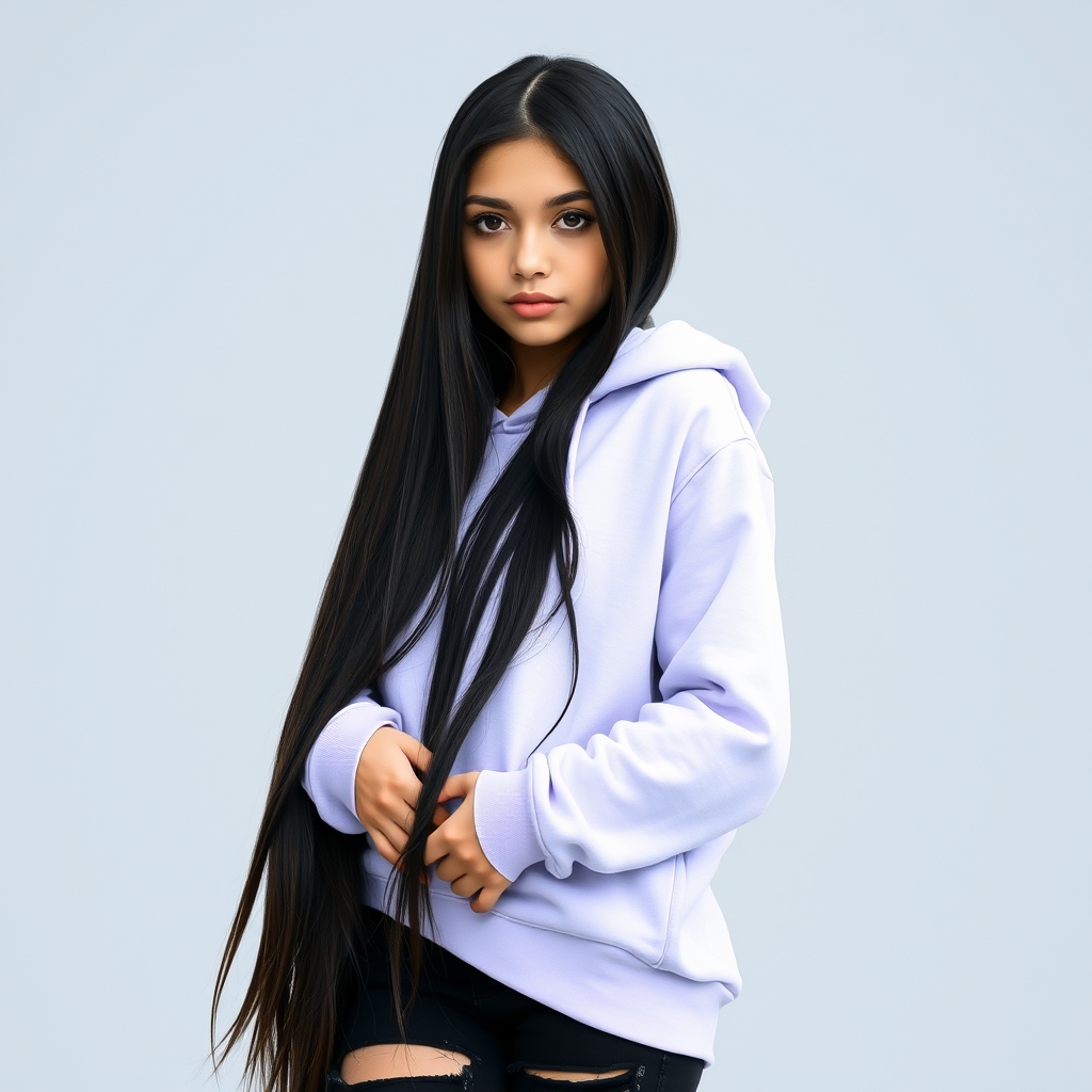 دختری زیبا ۱۸ ساله
با موهای مشکی خیییلی بلند و فرق باز
با هودی یاسی
و چشمان قهوه ای تیره
و شلوار لی زخمی مشکی
دست به کمر ایستاده15