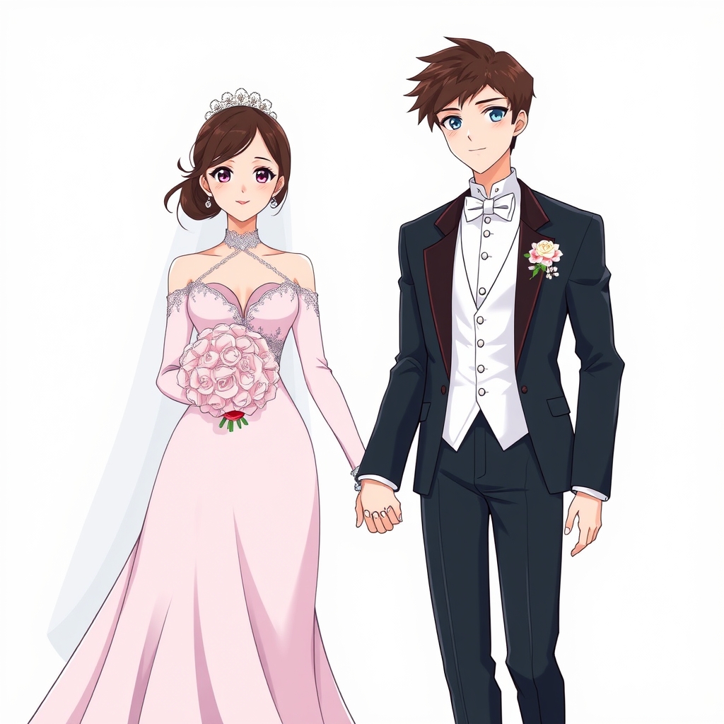 پسری با دختری ازدواج میکند و دست در دست هم هستن و دختر لباس عروس بلندی بر تن دارد و خیلی زیبا هست و لاغر هم هست و پسر هم لباس دومادی زیبایی دارد و خوشگل و زیبا است11