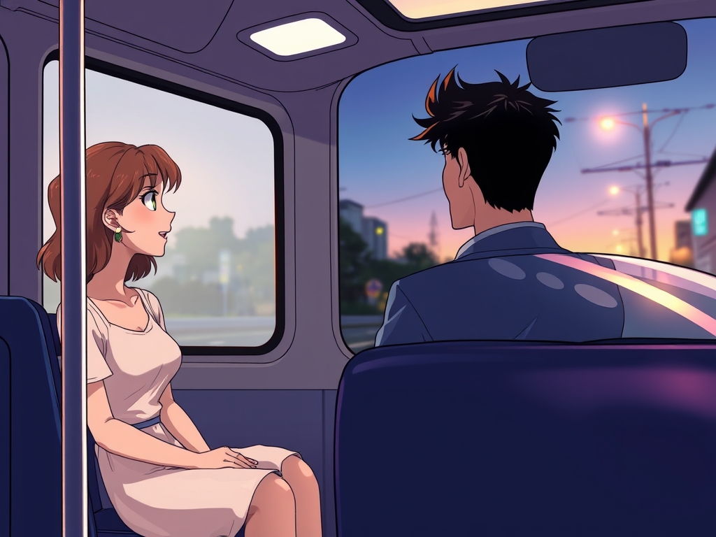 دختری زیبا توی اتوبوس که به پسری خیلی زیبا توی ماشین بهم خیره میشن5