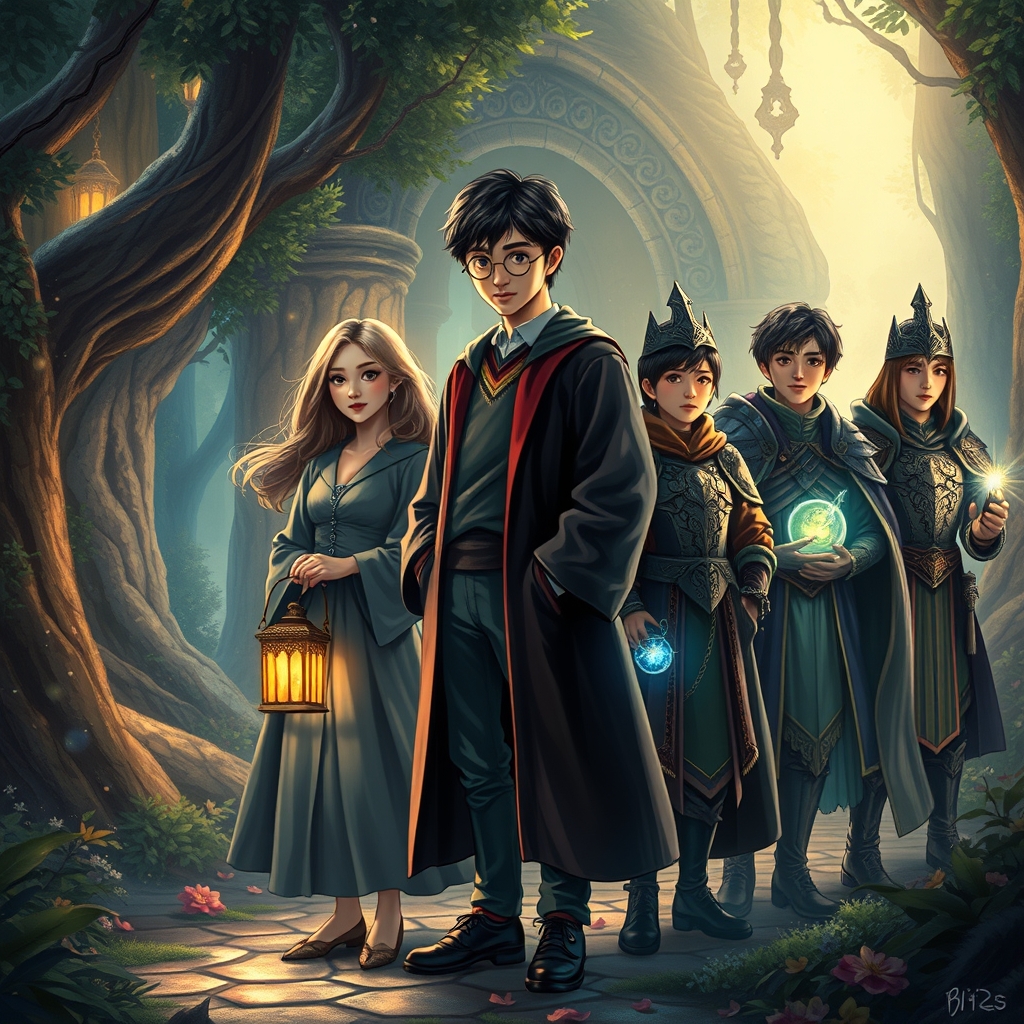 کاراکترهای هری پاتر در کنار کاراکترهای فیلم دختر کفشدوزکی در کنار اعضای بی تی اس2