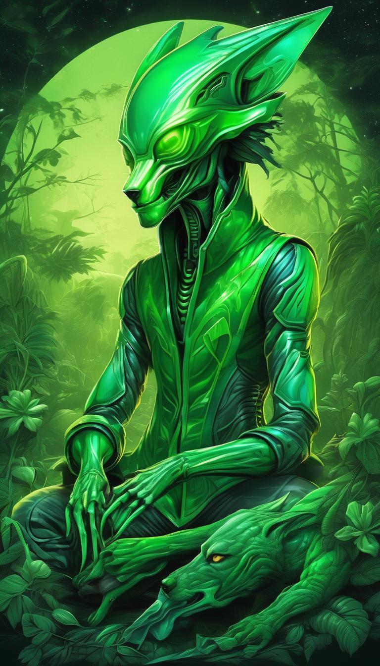 یک موجود فضایی سبز که با گرگی ترکیب شده8