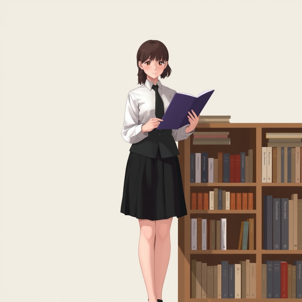 دانش اموزی با دامن کوتاه مشکی و پیرا هن سفید و کروات مشکی
جلویی دانش اموزان انشا می خواند با مو های بلند مشکی باز1