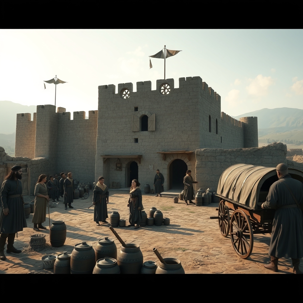 قلعه باستانی فادوو کوچک
با مردم باستانی سرباز و بشکه و کوزه وکالسکه باستانی22