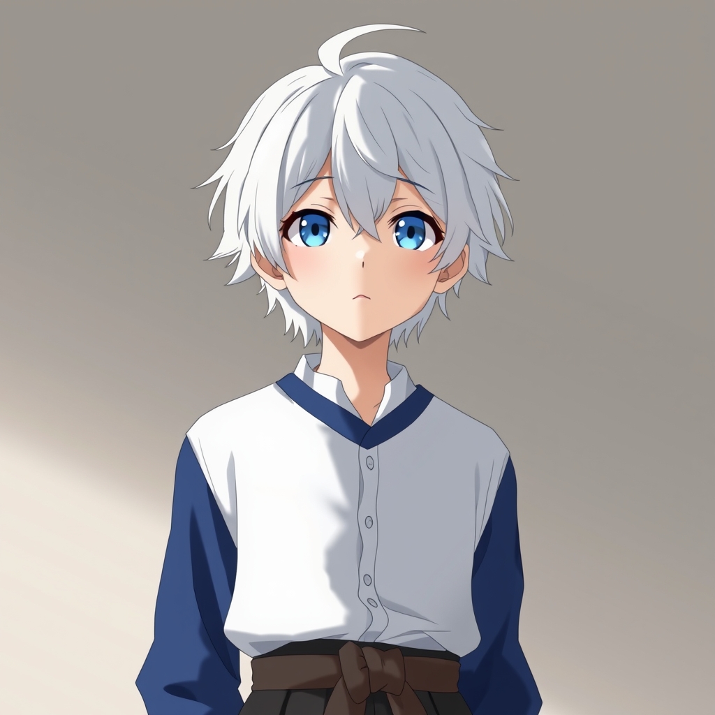 پسری با موهای سفید و آبی چشمان آبی 17