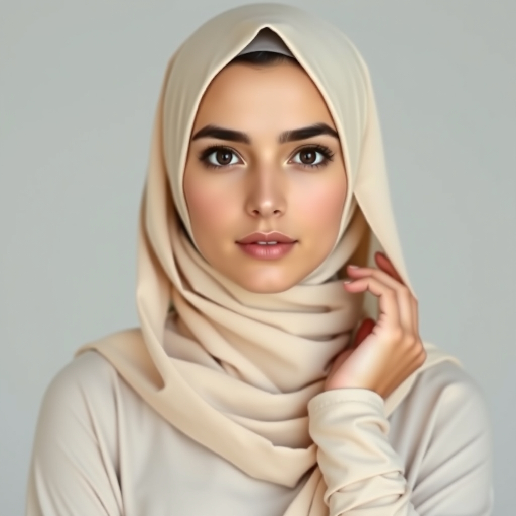 دختری با حجاب کامل چشمای مشکی و صورتی سفید داشت روسری کرمی ای که معلوم بود براش طلق گذاشته پوشیده بود با ساق دست های ستش روشون هم یه چادر عبا پوشیده بود
13