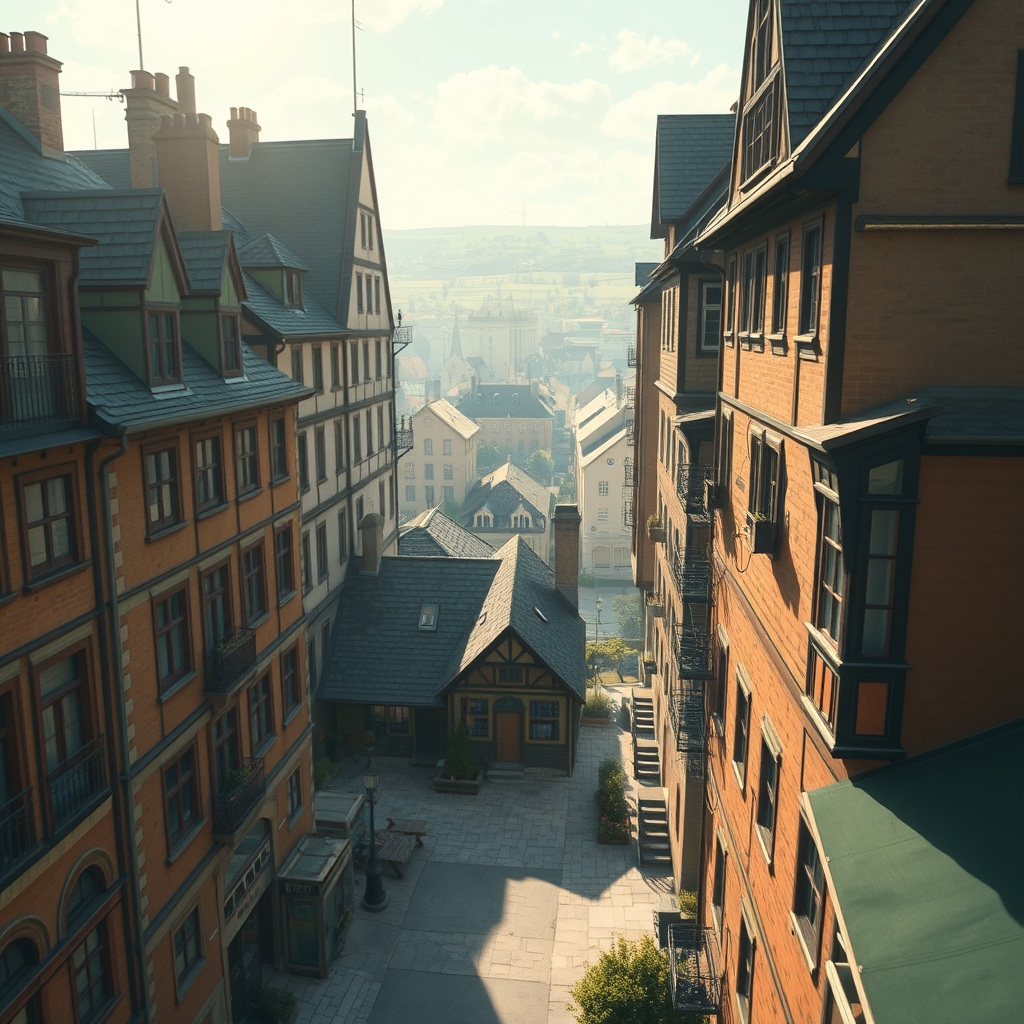 یک شهر با جزئیات و کلبه از نمای بالا0