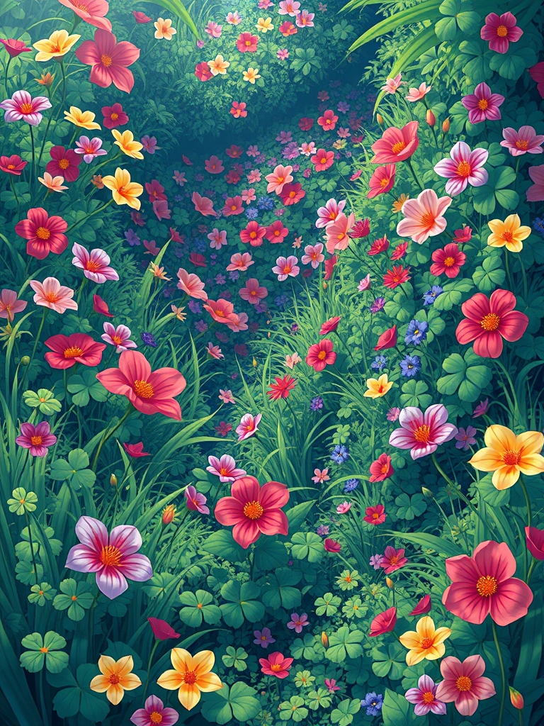 دنیا با کلی گل و گیاه، سبزه و علفو گل های رنگی رنگی4