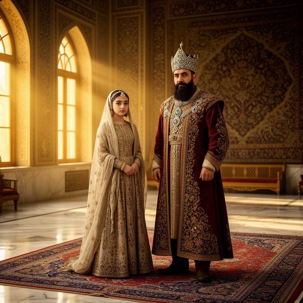 یک دختر ۱۷ ساله در زمان شاه کنار شاه عباس4