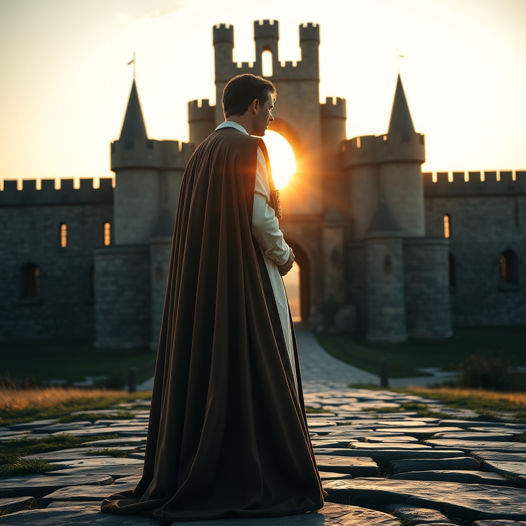 پرنس افتاب که لباس بلند و زیبایی به تن دارد در قععه ایستاده است15