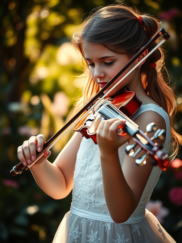 یک دختر زیبا درخت نواختن یک ویلن شیشه این سفید9