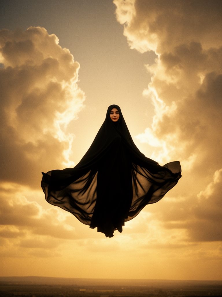 عکس خانم چادری روی آسمان0