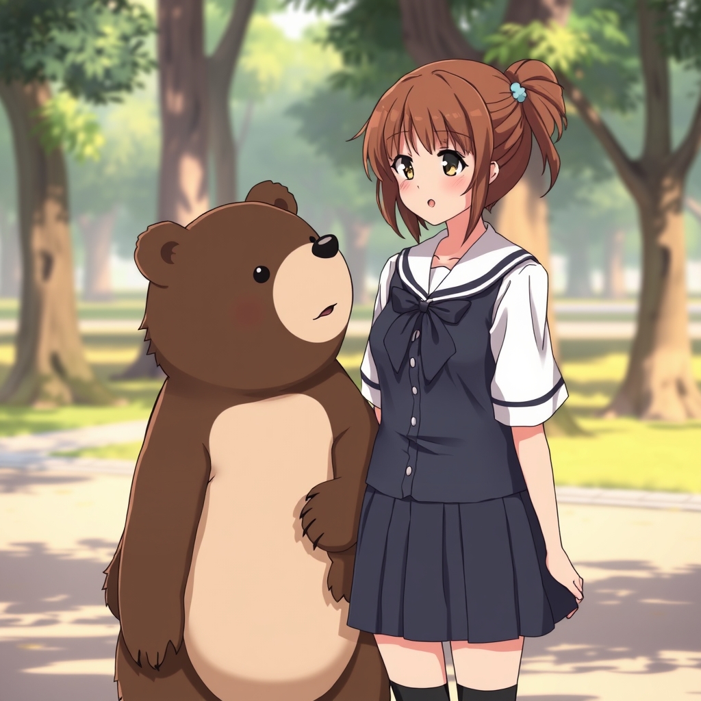 دختر که داره با خرس صحبت میکنه4