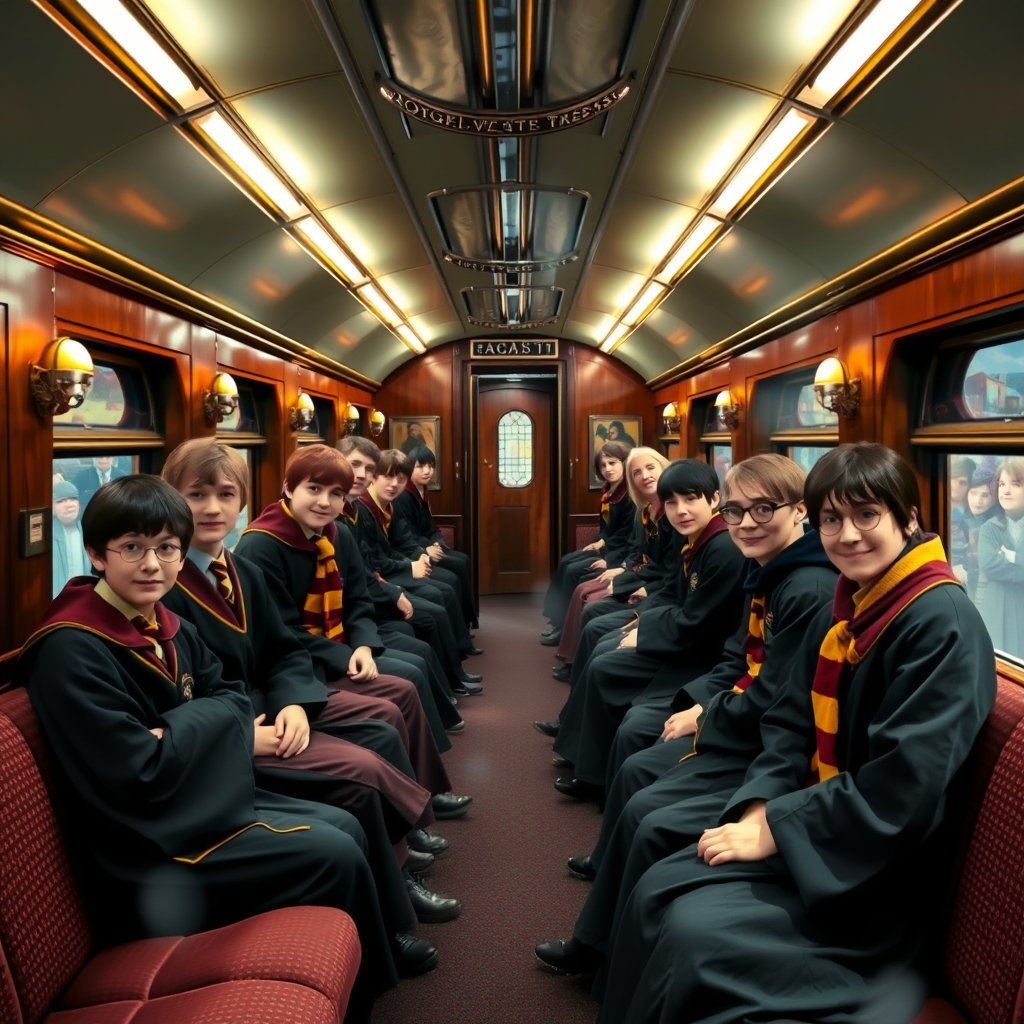 داخل قطار هری پاتر ۹.۳۴ و به همراه دوستانش هری پاتر
6