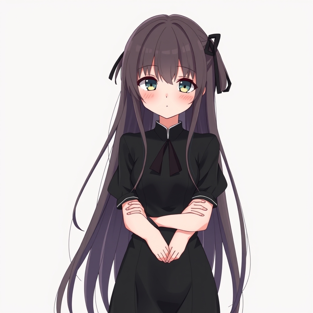 دختری با موهای خیلی بلند و لباس مجلسی مشکی 2