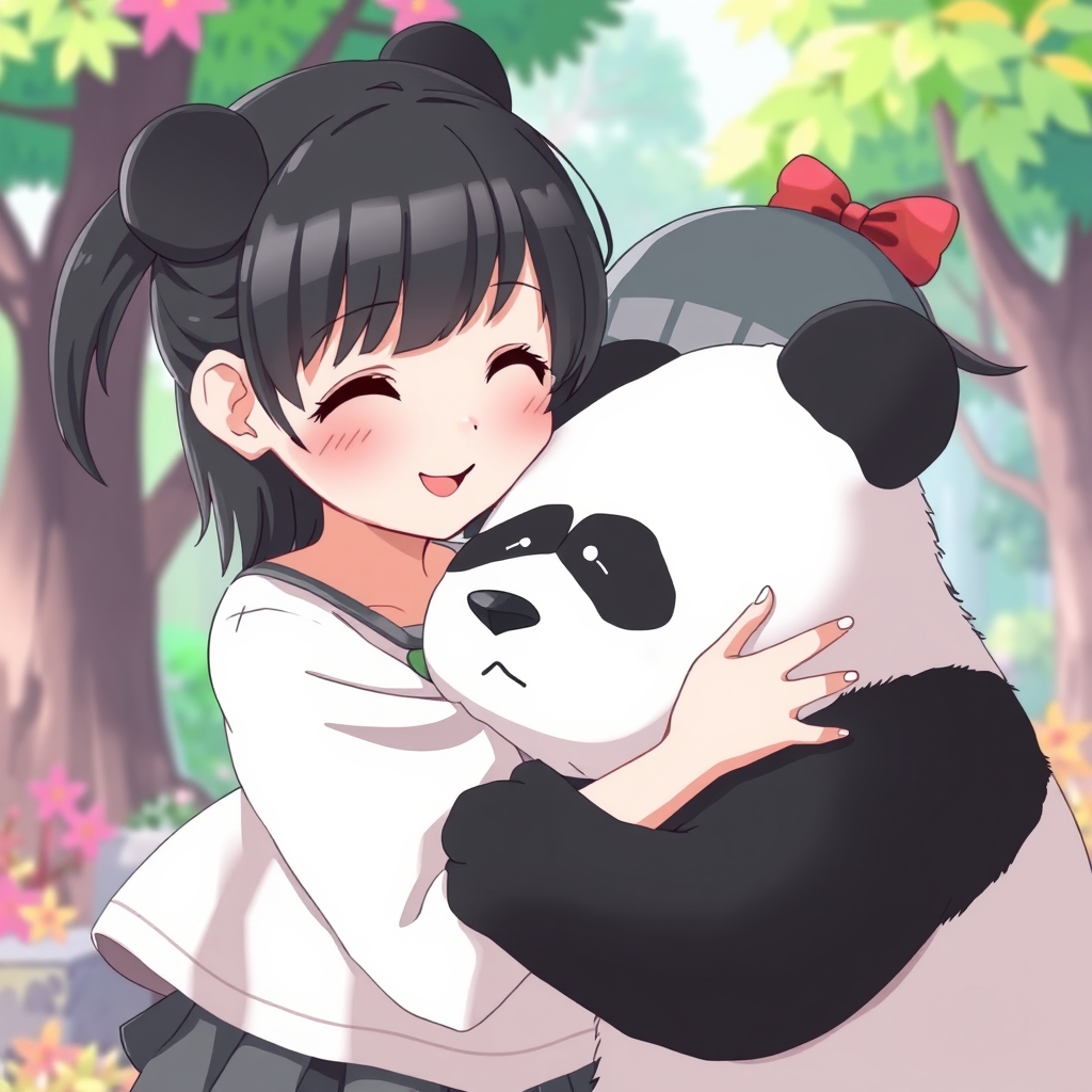یه دختر انیمه‌ای که یه پاندا رو بغل کرده21
