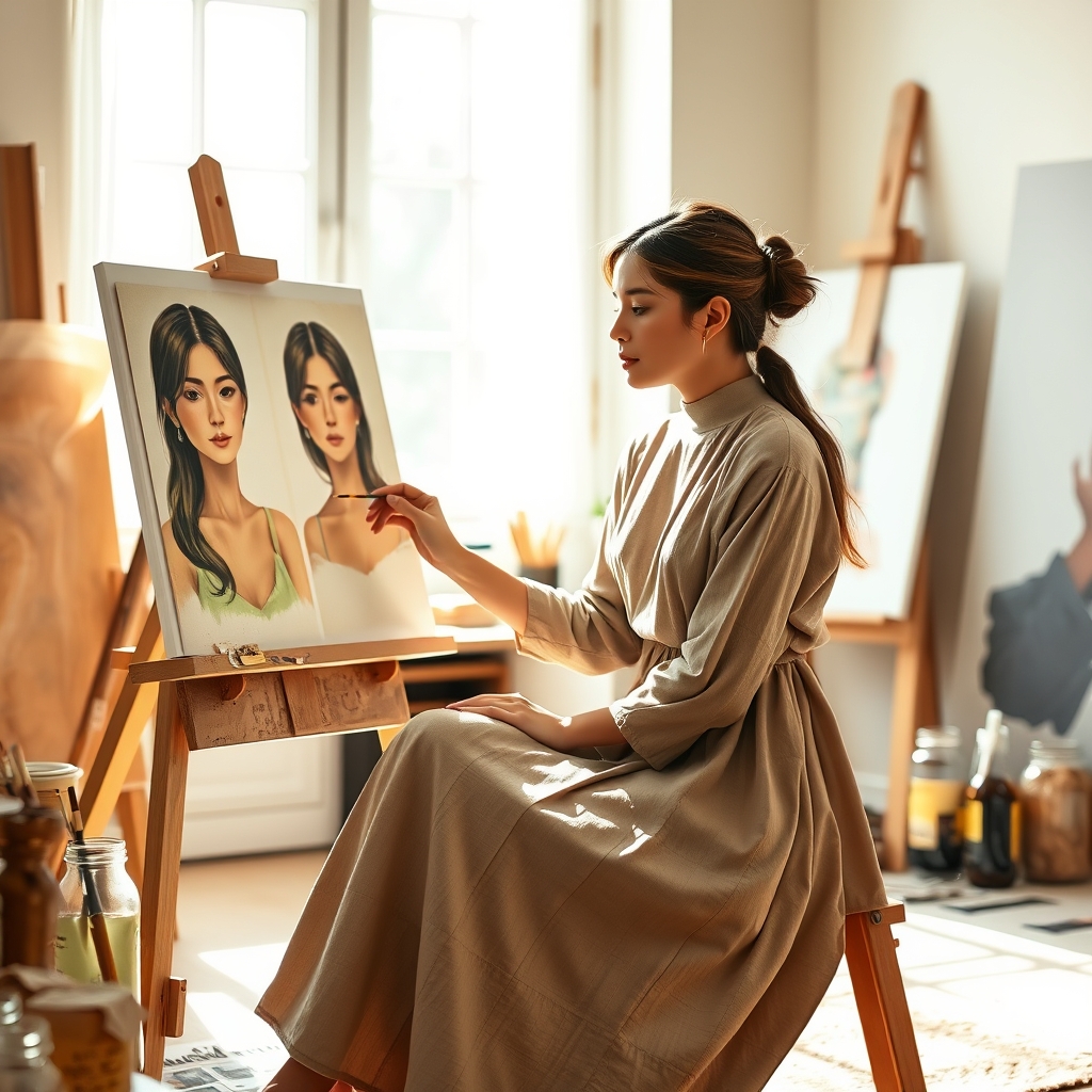 سوفیا در حال نقاشی کردن خودش2