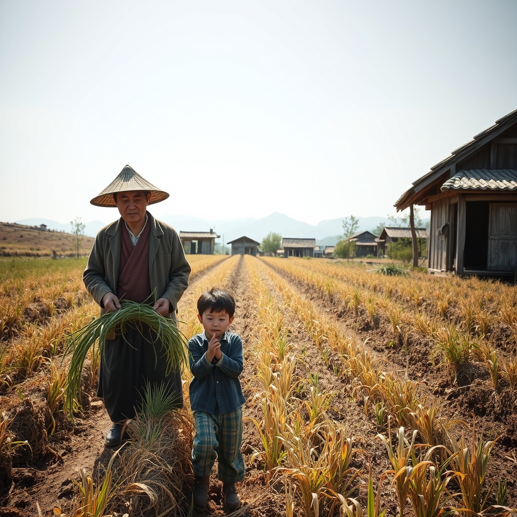 در زمان قدیم کره جنوبی پدر و پسری در حال کشاورزی15