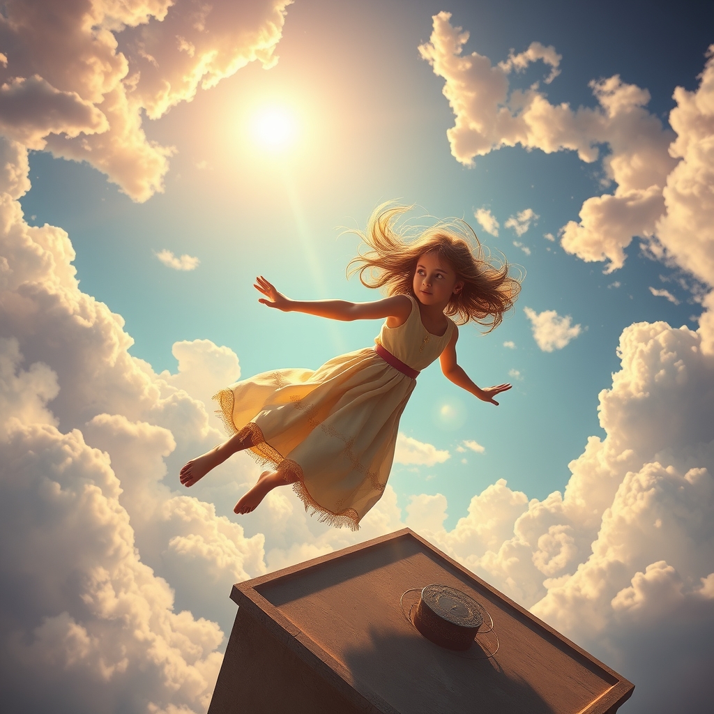 یک  دختری که درحال سقوط از یک ساختمان و موهاش در هوا در حال رقصیدند وآسمان هم میدرخشد و بسیار زیباست 4