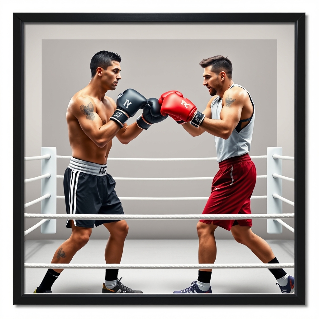 عکس رونال دو را بساز که بامسی در حال بکس است در رینگ بگس کشتی اج
10