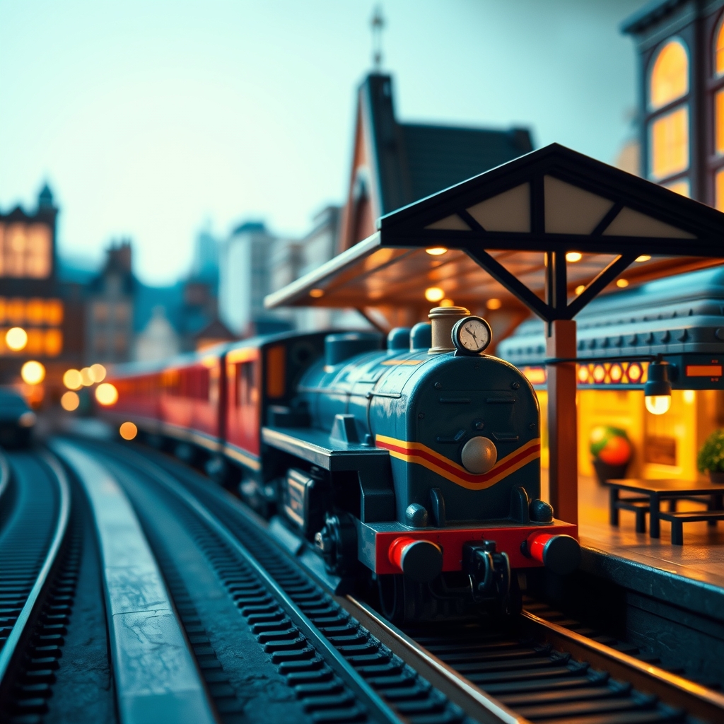 یک قطار اسباب بازی در ایستگاه یک شهر اسباب بازی5