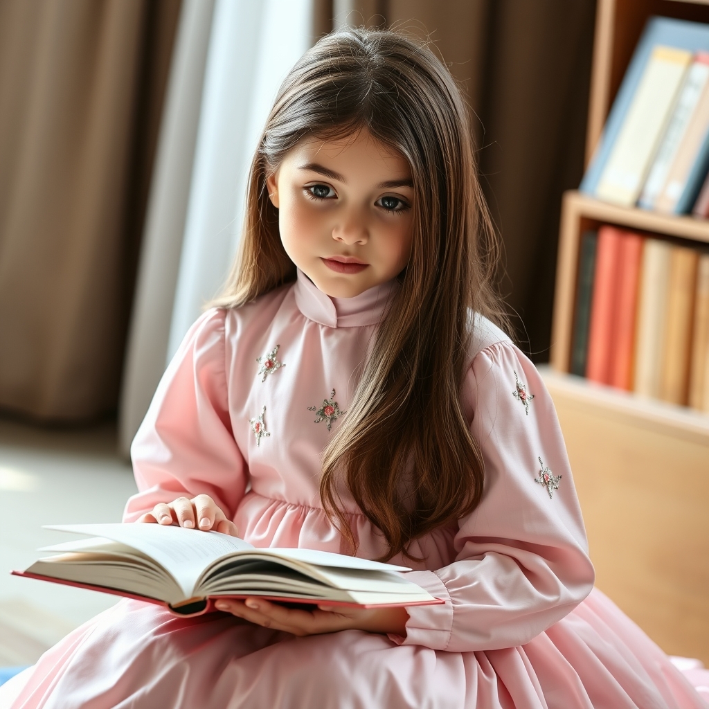 دختری به زیبایی گه که درس می خواند و موفق است با لباس پرنسسی گلبهی رنگ
22